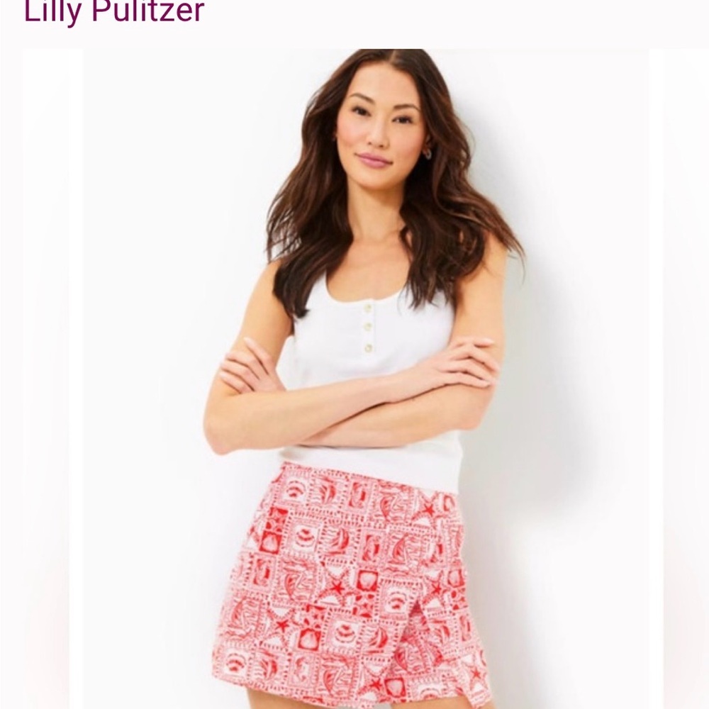 NWT Lilly Pulitzer Alicent Mini Golf Skort Seaside Harbour Mizner Red; SZ: 10